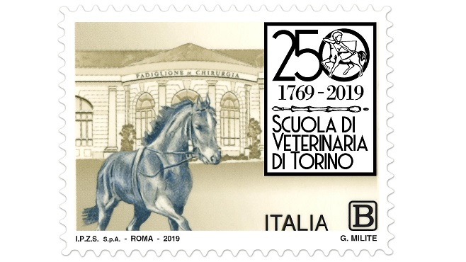 Un francobollo per i 250 anni della facoltà di veterinaria di Torino: con cavallo!
