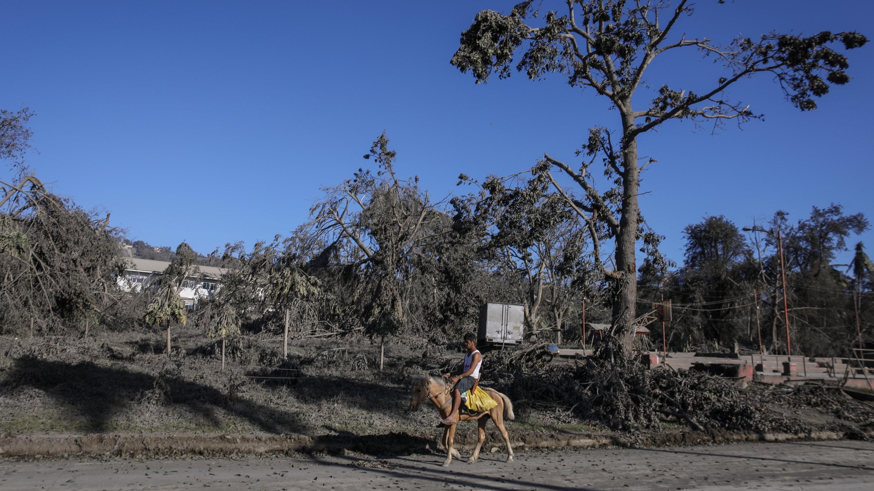 Un pony e una sola, desolata sfumatura di grigio: le Filippine dopo l’eruzione del Taal