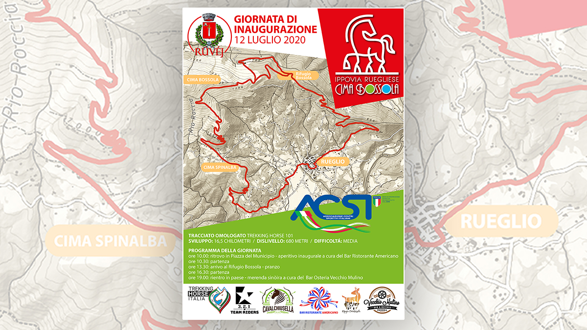 Appuntamento con l’inaugurazione della Ippovia Ruegliese Cima Bussola in calendario il prossimo 12 luglio a Rueglio, comune in provincia di Torino a ridosso della Cima Bossola