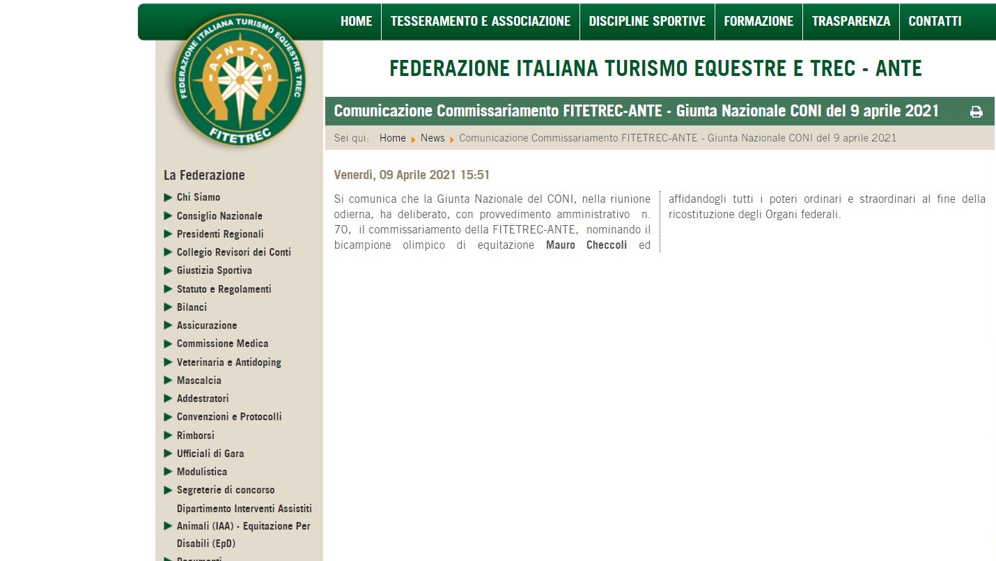 Fitetrec-Ante commissariata, a Mauro Checcoli i poteri