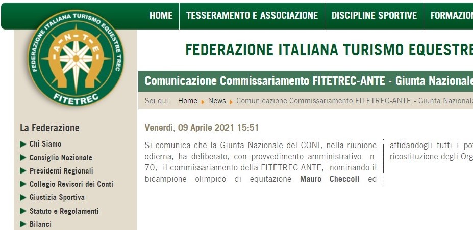 Fitetrec-Ante: precisazione sul commissariamento