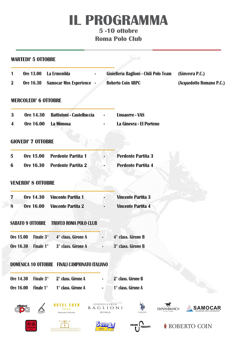 calendario partite 4 10 2021
