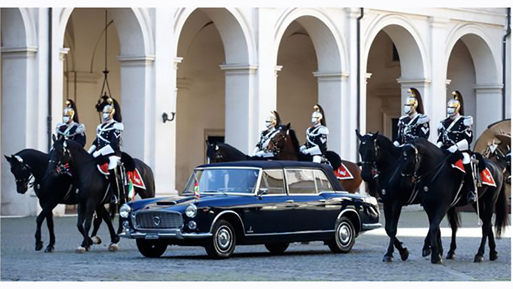 115 anni della Lancia con i cavalli del Quirinale