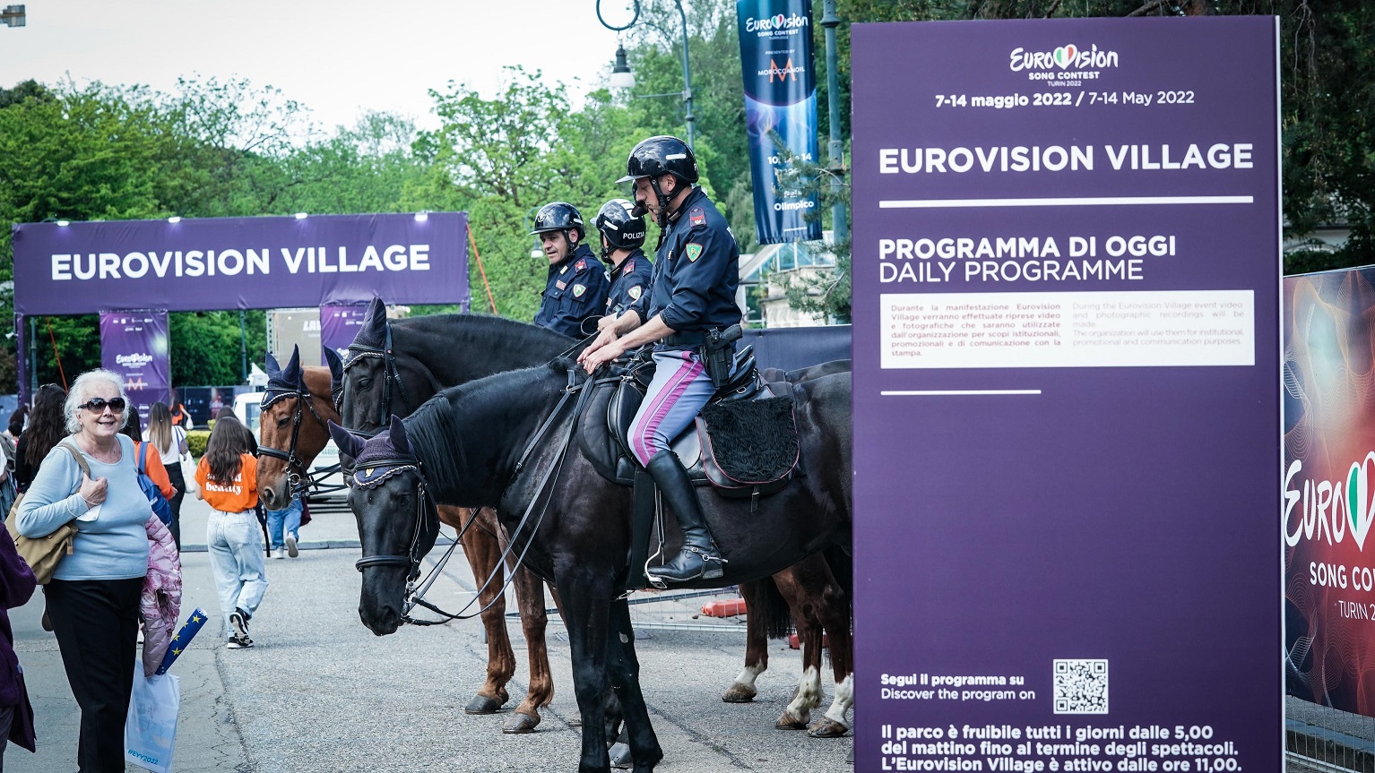 Eurovision Village: pattuglie a cavallo della Polizia al Valentino