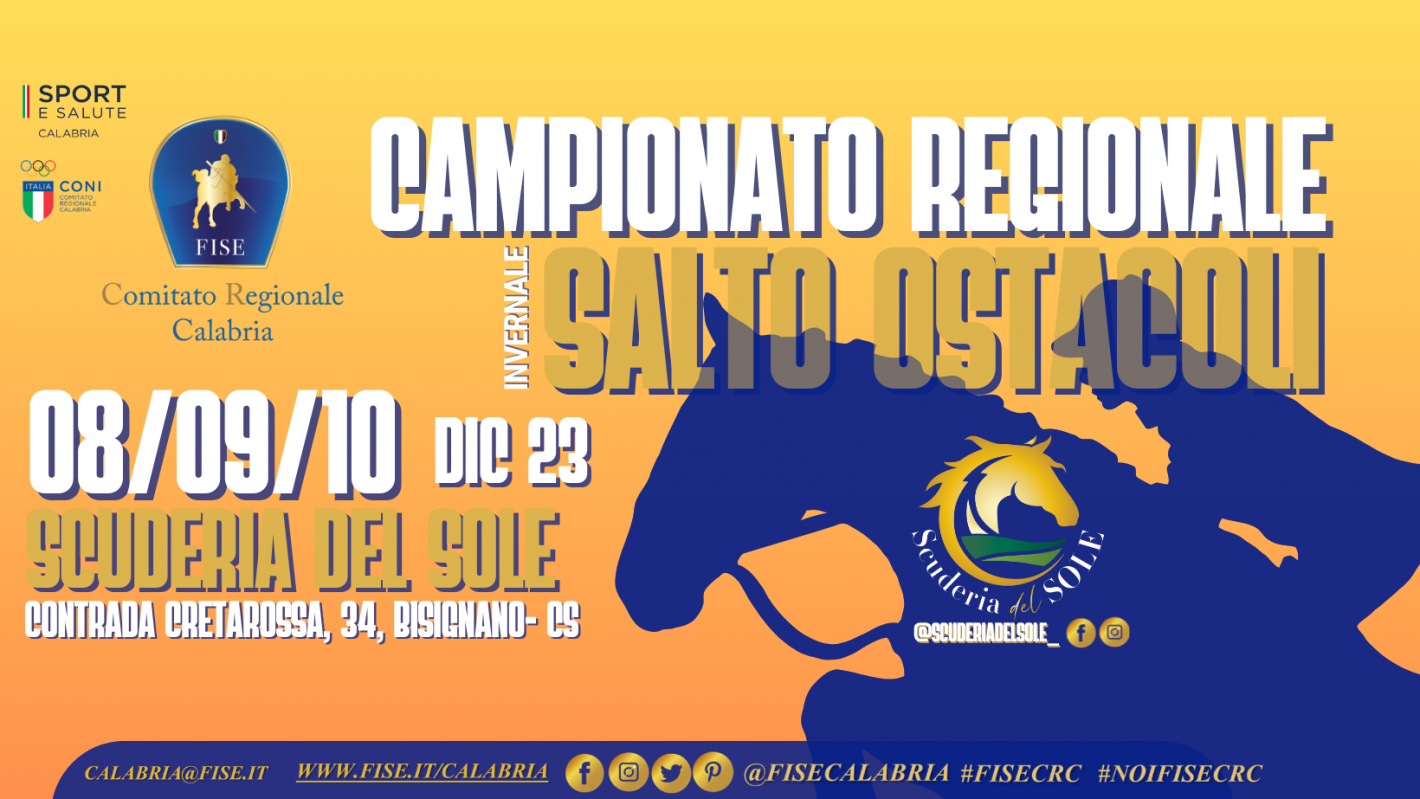 Calabria: alle Scuderie del Sole di Bisignano i campionati regionali invernali