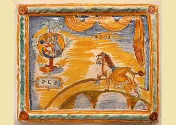 Ex voto di una donna caduta da cavallo alla Madonna dei bagni, Deruta 1701 - da Wiki Commons