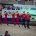 La squadra italiana di volteggio durante il Free Test ai Mondiali di Aachen 2026