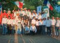 Atleti, tecnici e rappresentanti di Italia, Francia e Svizzera alla premiazione del primo Campionato Europeo di Mountain Trail a Premosello Chiovenda.
