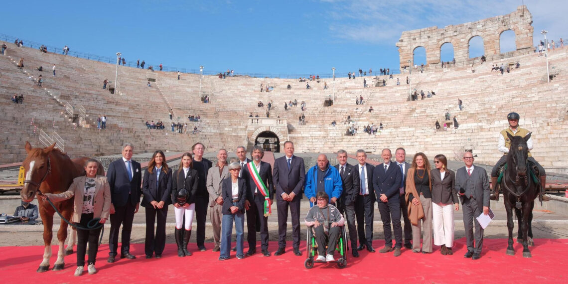La presentazione della 128ª Fieracavalli all’Arena di Verona. La manifestazione è in programma a Veronafiere dal 5 all’8 novembre 2026